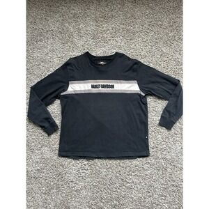 Vintage Harley Davidson Long Sleeve Shirt Mens XL Black Gray Embroidered Y2K